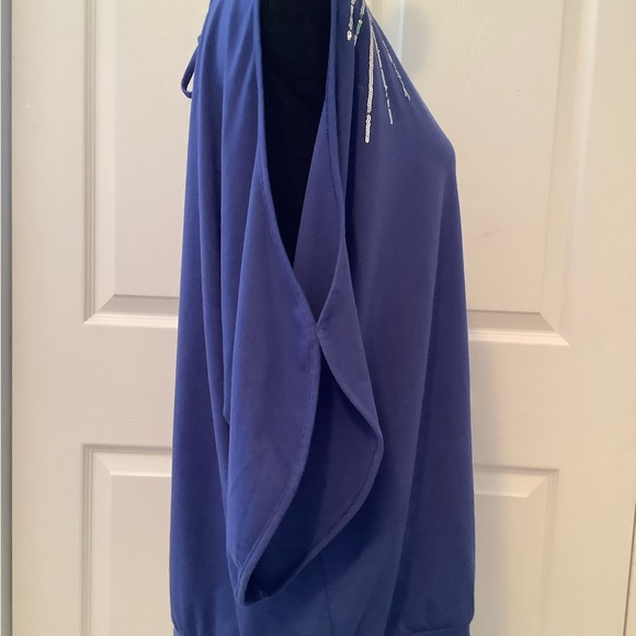 Blue Oversized 3/4 Sleeve Blouse - Picture 4 of 7